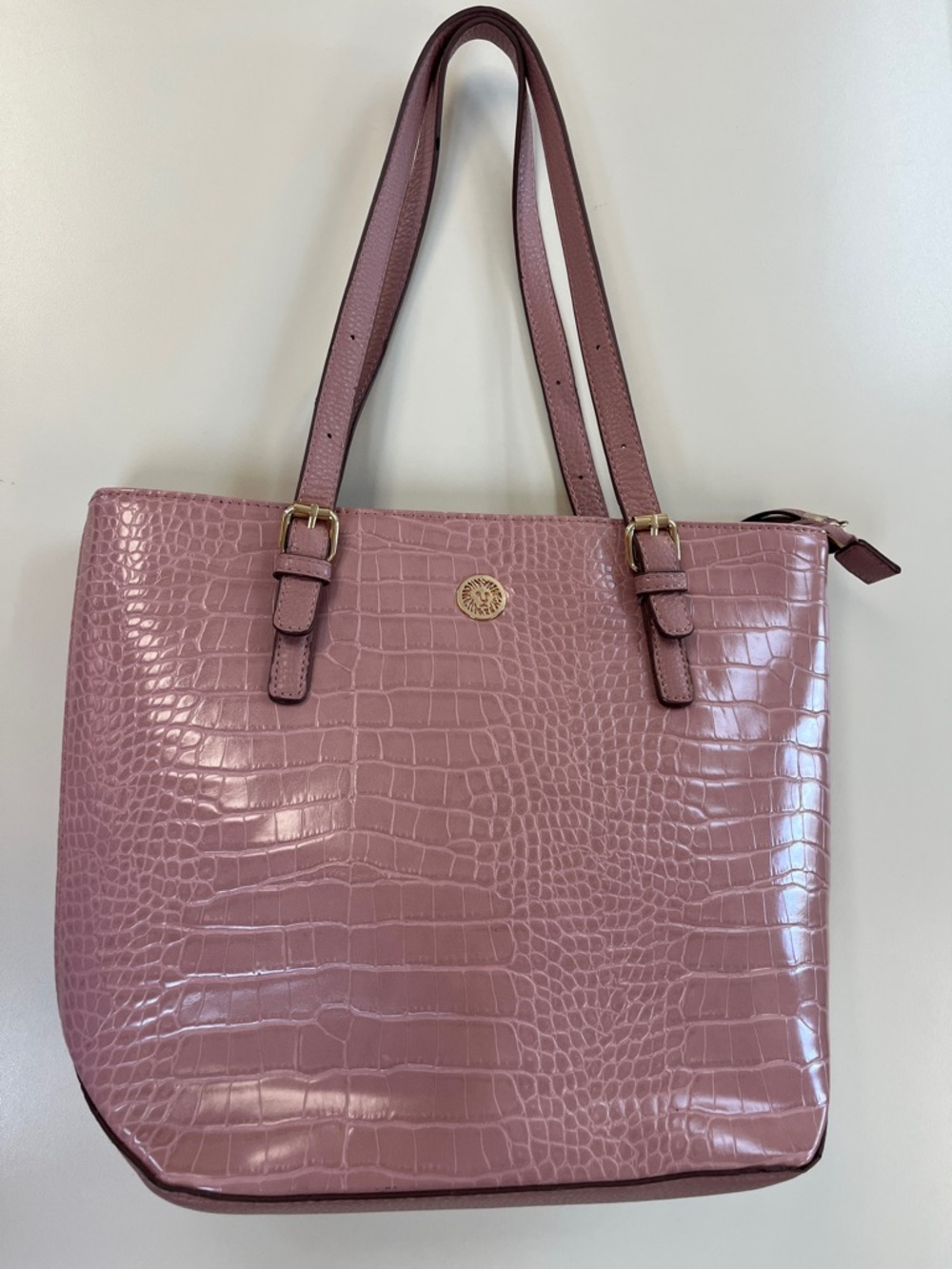 Anne Klein Women’s Croc-Embossed Tote Bag in Dusty Rose